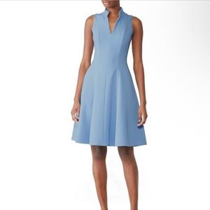 Black Halo Antoinette Dress 4 Ruffled Collared Sleeveless V-Neck Pockets Blue